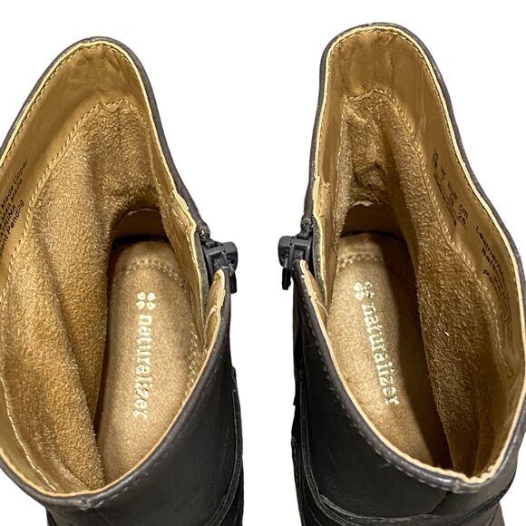 Naturalizer  Katrina Ankle Boots Women's 9M EU 39 Gray Leather Buckle Chunky - Picture 7 of 9